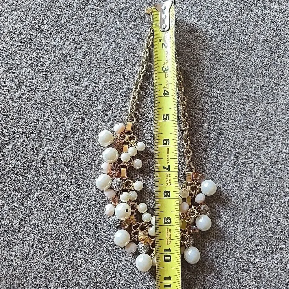Vtg Signed Talbots Faux Pearl Crystal & Rhinestone Pink Cluster Necklace 22